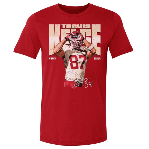 NWT Travis Kelce Kansas City Hearts Red T-Shirt in size Men’s Small - Picture 1 of 5